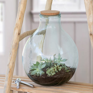 Glass Terrarium w/Garden Tools