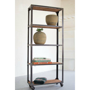 Iron & Recycled Wood Bookshelf