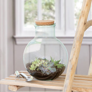 Glass Terrarium w/Garden Tools