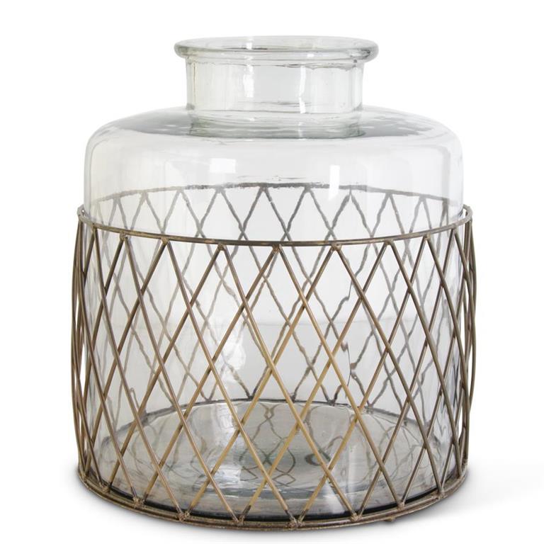 Wire Basket w/Glass Container