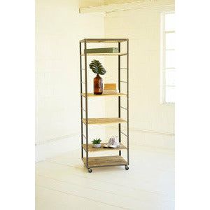 Tall Bookshelf w/Recycled Adjustable Wood Shelves