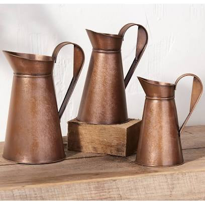 Copper Tin Fluted Pitcher - Large