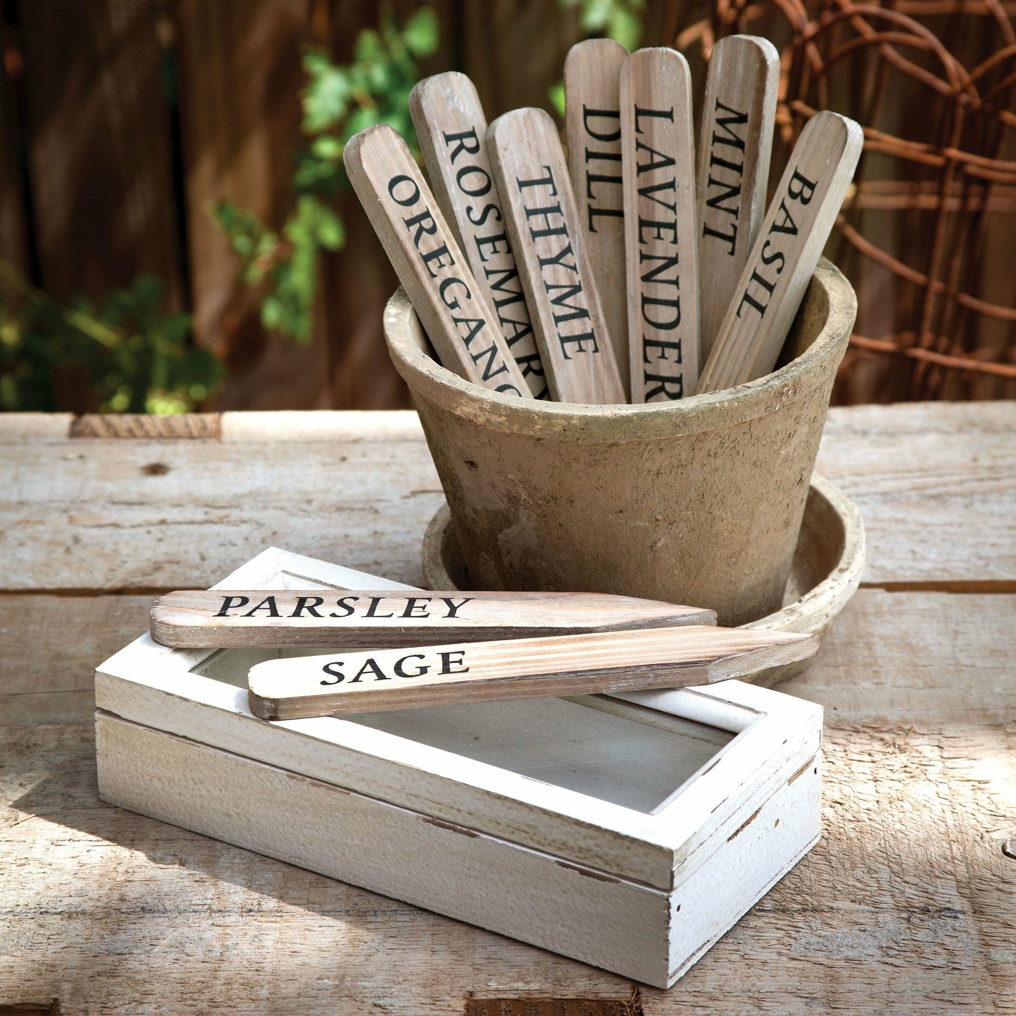 Wooden Herbal Plant Stakes Set