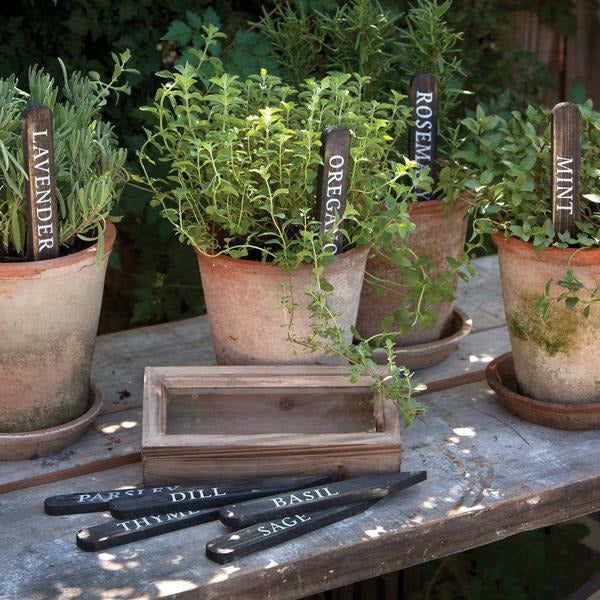 Wooden Herbal Plant Stakes Set