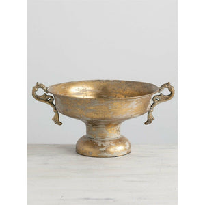 Metal Urn with Handles and Golden Metallic Finish