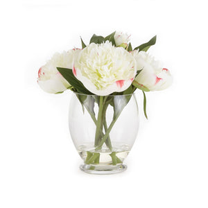White Peony Arrangement in Vase 9"