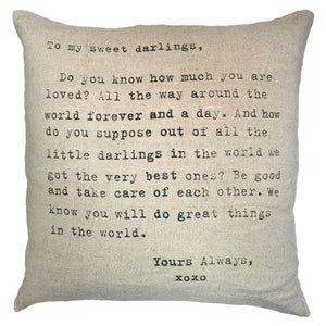 Pillow Collection - To My Sweet Darlings Type Font Pillow