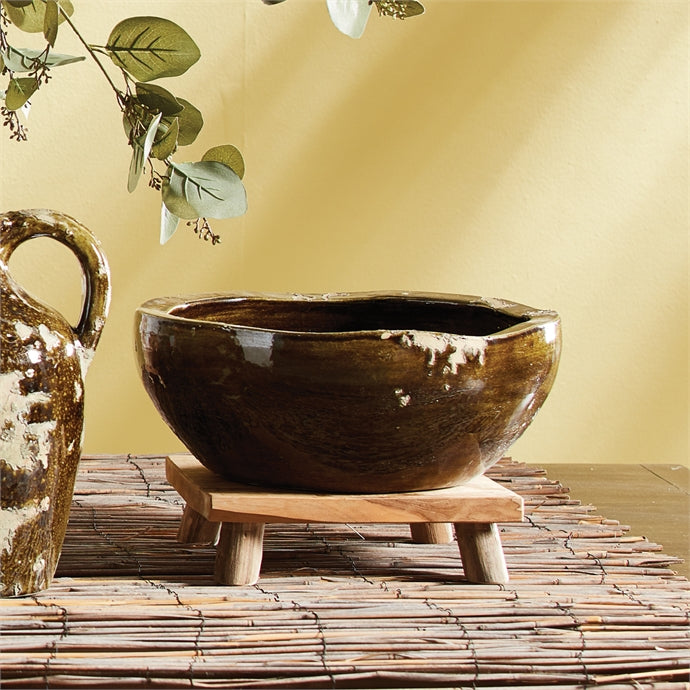 Aged Dark Green Antiquities Bowl