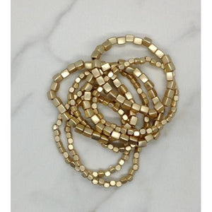 S/7 Matte Gold Stretch Bangle Bracelets