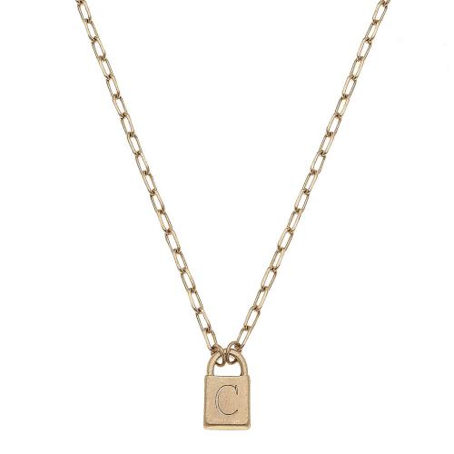 Kinsley Padlock Initial Necklace