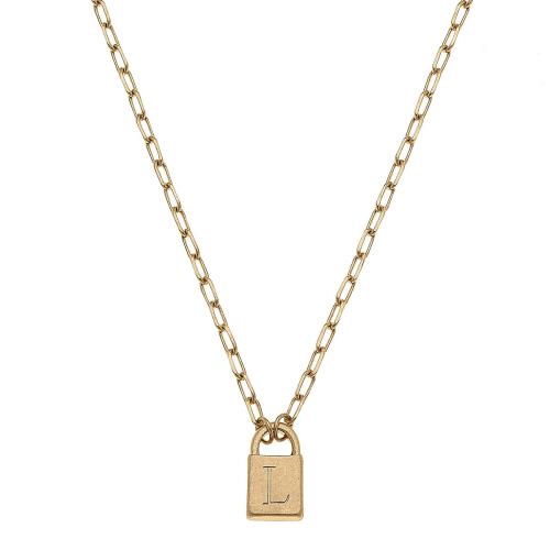 Kinsley Padlock Initial Necklace