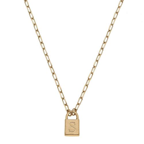 Kinsley Padlock Initial Necklace