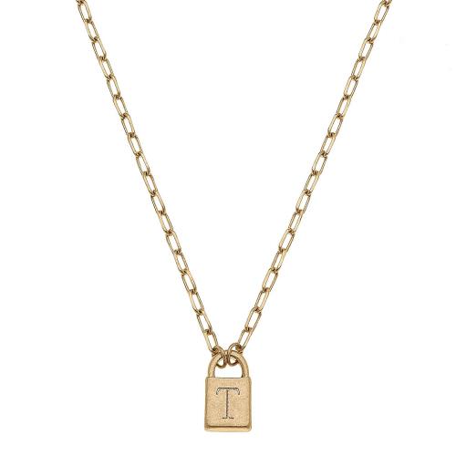 Kinsley Padlock Initial Necklace