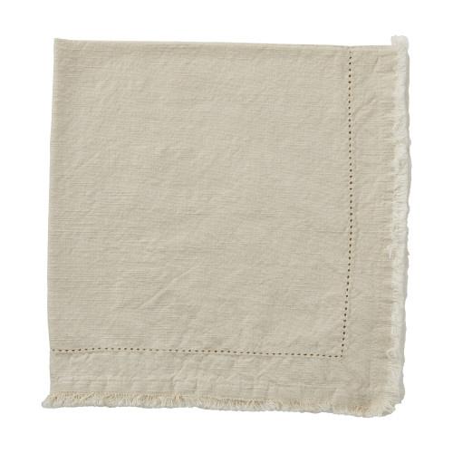 Stonewashed Fringe Napkin in Pebble