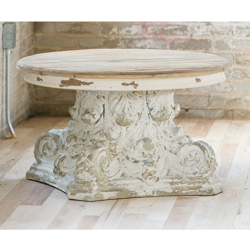 White Round Coffee Pedestal Table