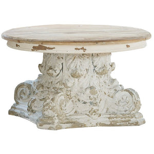 White Round Coffee Pedestal Table