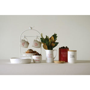 White Stoneware Christmas Mug w/Sayings