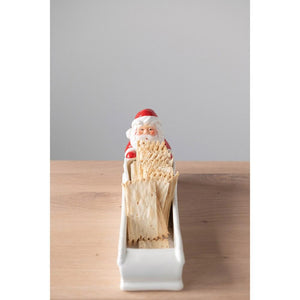 Hand-Painted Ceramic Santa & Sleigh Cracker Dish