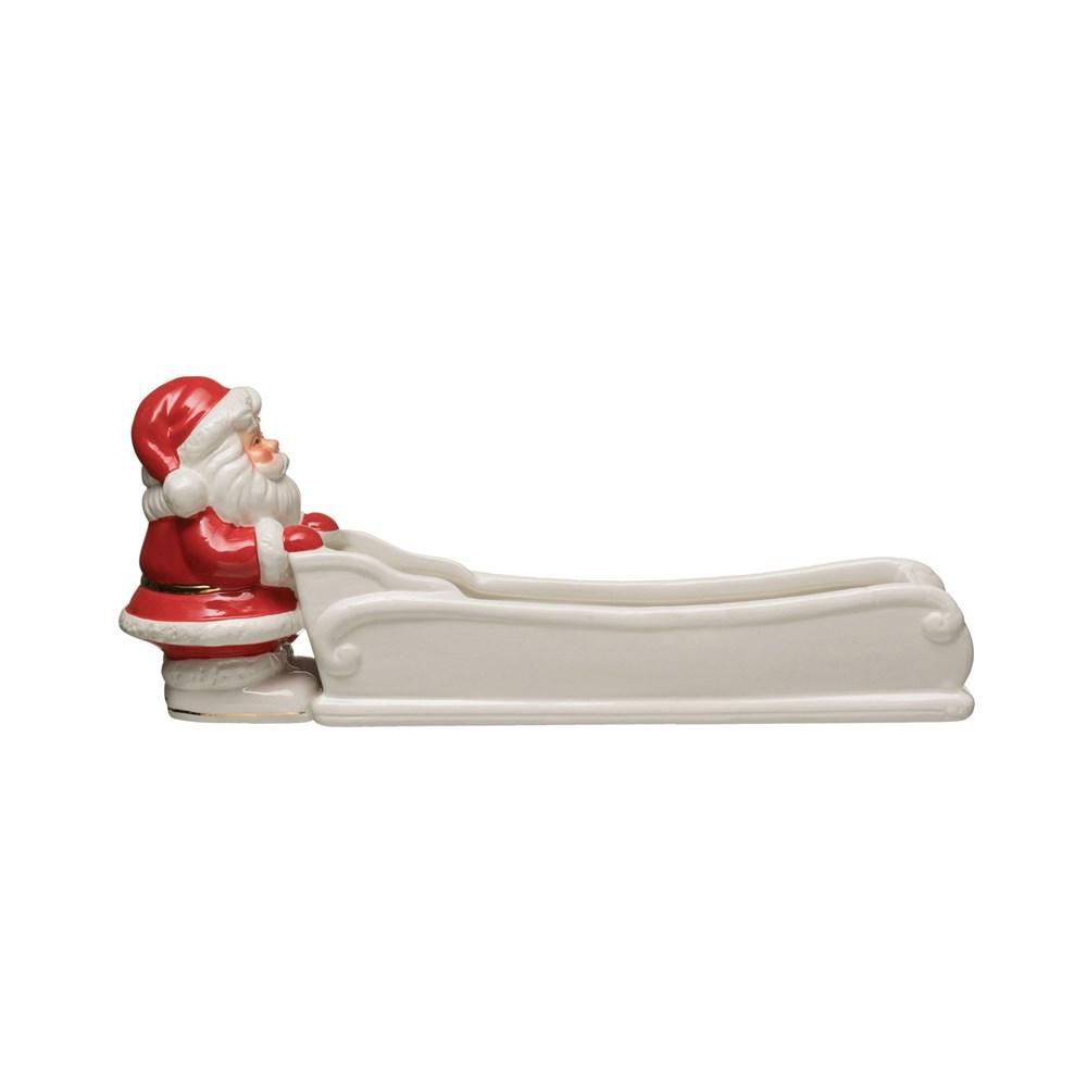 Hand-Painted Ceramic Santa & Sleigh Cracker Dish