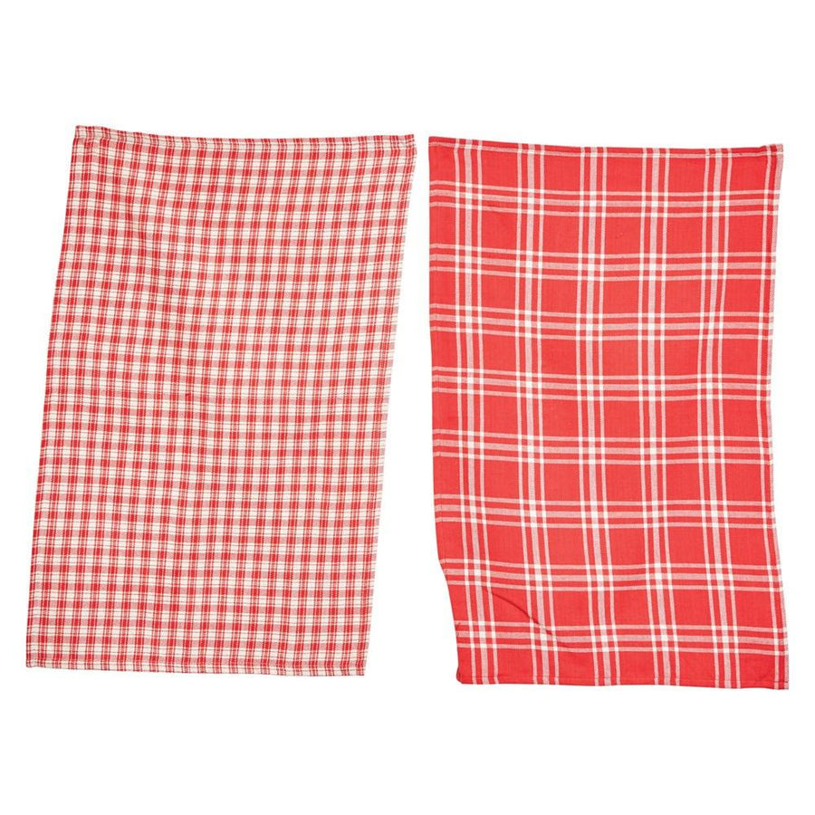 Red & Cream Color Plaid Cotton Tea Towel