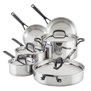 KitchenAid 5-Ply Clad Polished Stainless Steel 10-Piece Cookware Set